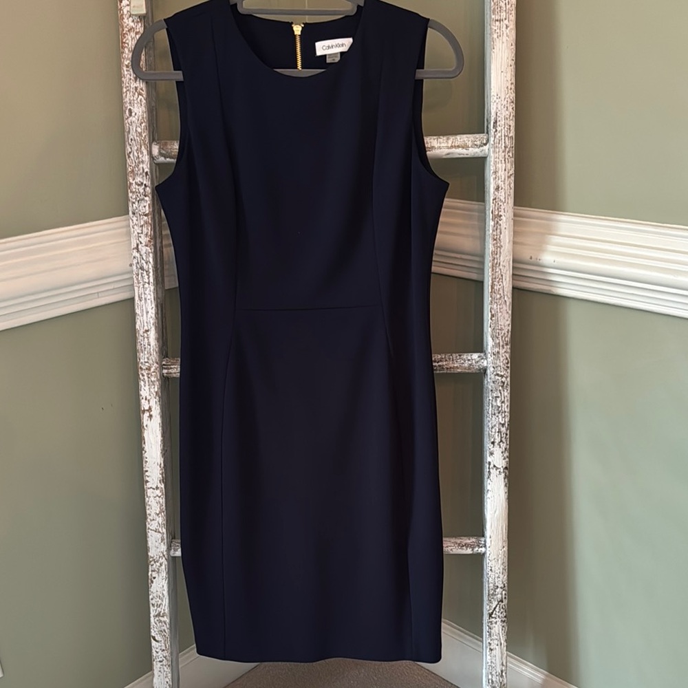 Calvin Klein Navy Blue Dress Sleeveless Crew Neck